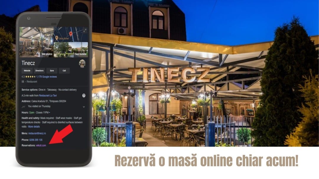 Știai că de acum poți rezerva o masă online la @restauranttinecz, fără să mai suni? 😎

Intră pe profilul lor de Google sau direct pe site-ul Tinecz și rezervă o masă simplu și rapid!

✅Rezervă aici: https://restauranttinecz.ro/rezervare/

Primești confirmarea pe loc și toate detaliile rezervării tale pe e-mail.

#rezervari #rezervarionline #rezerva #google #wikoti #tinecz #rezervaomasa ##réservations #timisoara  #timisoaracity #timisoararomania #restaurant #reservationsystem #timisoaratravel